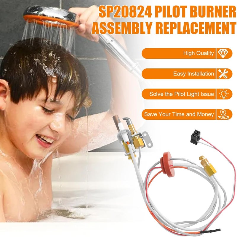 Ketofa SP20824 Pilot Burner Assembly Kit, Replaces SP20754, SP21058, SP21059, SP20800, Compatible for Rheem Ruud and Richmond Water Heater Parts, NG with LP Orifice - Image 2
